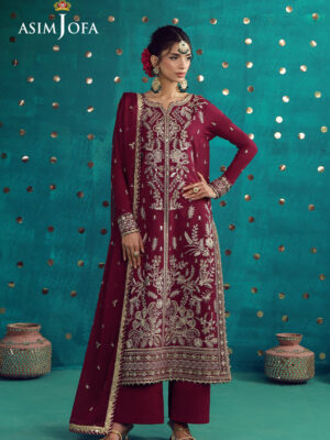 AJULFB-08 Embroidered Boski Silk Unstitched 3 Pcs