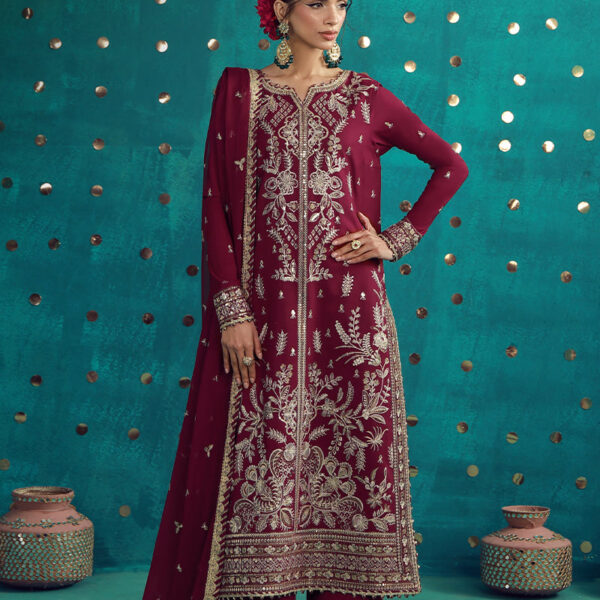 AJULFB-08 Embroidered Boski Silk Unstitched 3 Pcs