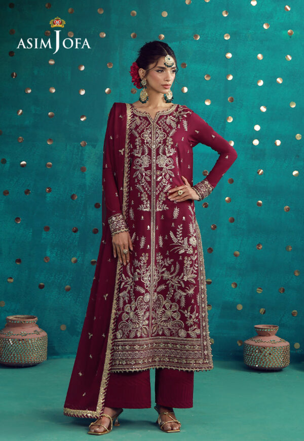 AJULFB-08 Embroidered Boski Silk Unstitched 3 Pcs